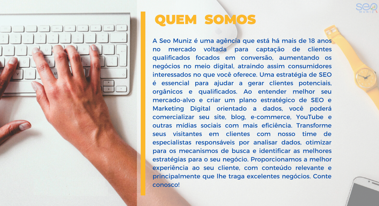 Seo para e-commerce, loja virtual e redes sociais - A SEO MUNIZ é uma agência de marketing digital voltada para captação de clientes qualificados focados em conversão 