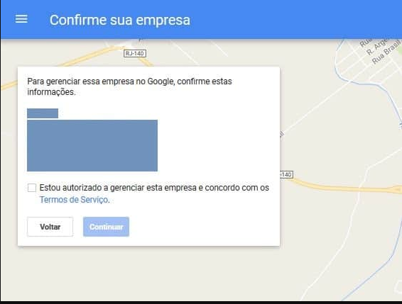 Google meu Negócio o passo a passo Confirme sua autorização para gerenciar a empresa