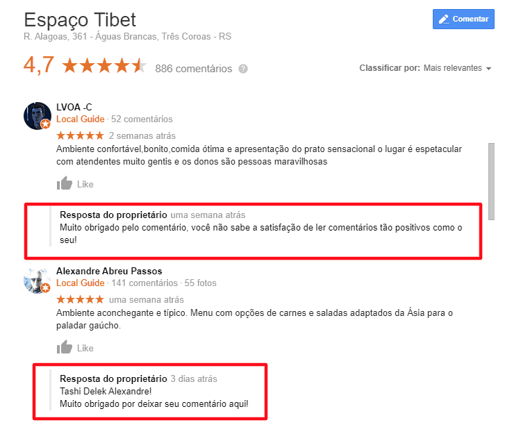 Google meu Negócio o passo a passo Depois que as avaliações forem feitas, responda aos clientes, mostrando que o espaço é de troca entre a empresa e o consumidor