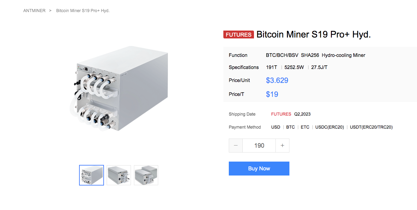 Bitcoin Miner S19 Pro+ Hyd