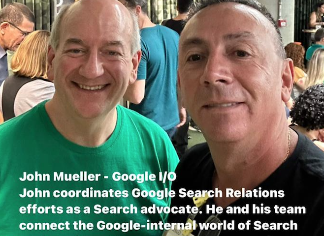 John Mueller - Google I/O John coordinates Google Search Relations efforts as a Search advocate. He and his team connect the Google-internal world of Search engineering e Marcos Muniz @seo_muniz